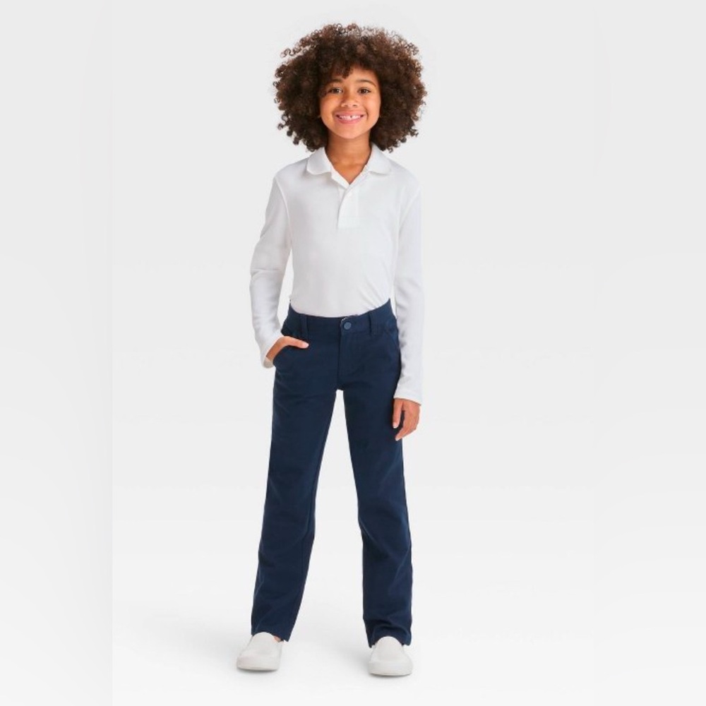 Style with Cat and Jack Girls Straight Fit Blue Uniform Pants